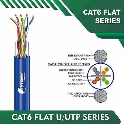 lift flat cat 6 cable 4 pair 305m tmt-4030 lift traveling Cable Cat6 23awg elevator cable