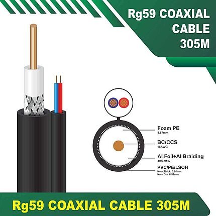 Rg59 Coaxial Cable with 2core Power Cable